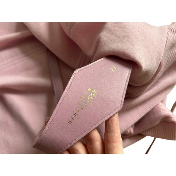 Vintage Leslie Fay 70s 80s Mauve Purple Belted Sheath Wool? Midi Dress size 12 P - Picture 9 of 11